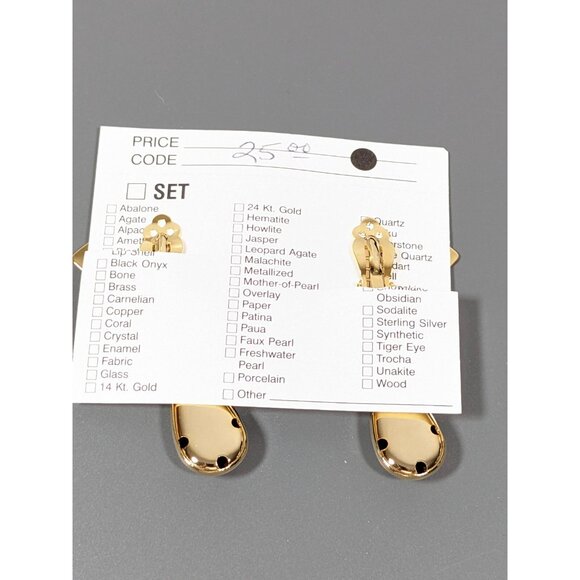 Vintage Karla Jordan Gold Tone Asian Style Fan Charm Bold Clip Earrings Unique - Picture 4 of 5